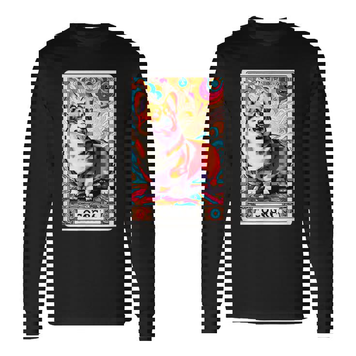 コーギー 面白いtシャツ 犬 タロット カード かわいい メンズ 子供 おもしろ 服 グッズ ネタ わんこ 長袖Tシャツ