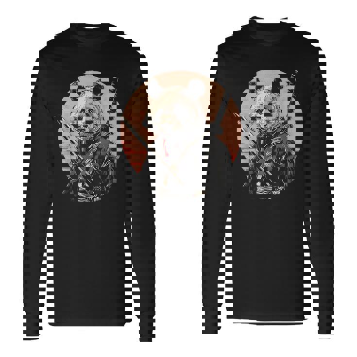 サムライパンダ 作品 日本美術 日本の忍者 パンダ 長袖Tシャツ