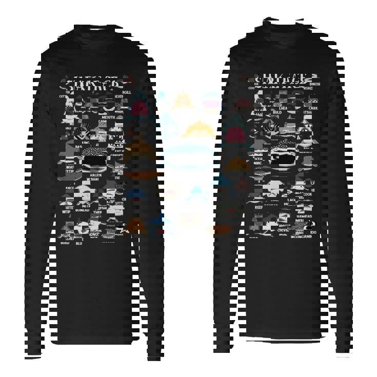 サメの種類 面白いサメの顔 サメの恋人 キッズ 先生 長袖tシャツ 長袖Tシャツ