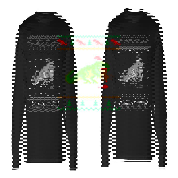 サンタ T-Rex 食べるトナカイ恐竜 アグリークリスマスセーター 長袖Tシャツ