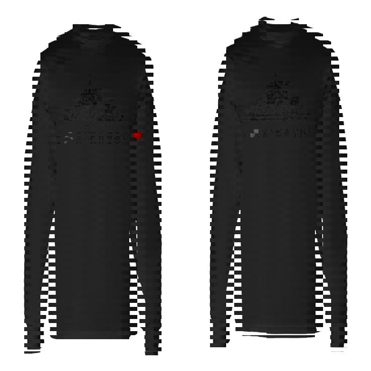 サンフランシスコ I Love Alcatraz アルカトラズ ヴィンテージ スカイライン ベイ カリフォルニア 長袖Tシャツ