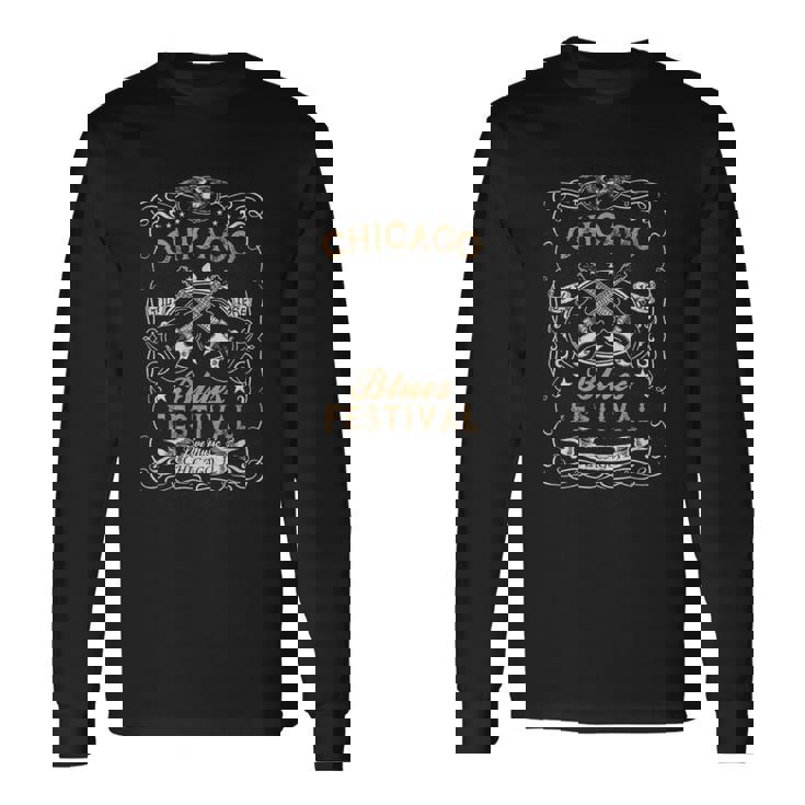 シカゴ・ブルース・フェスティバル・ブルース・ギターtシャツ 長袖Tシャツ