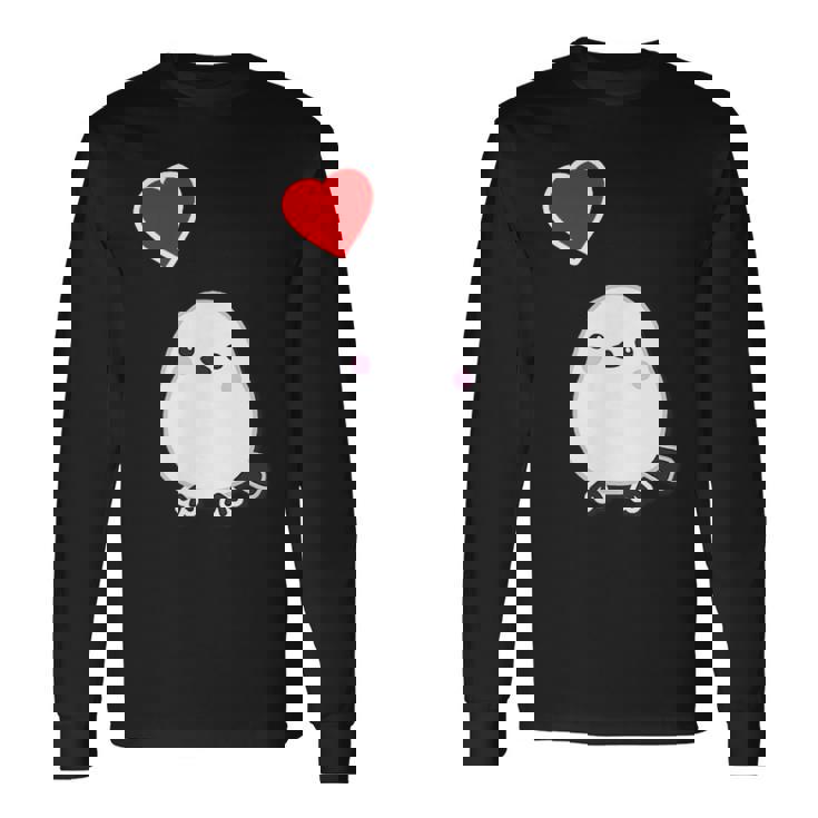 シマエナガ『ハート』白い鳥【どうぶつフレンズ】動物 ゆるくて かわいい 長袖Tシャツ