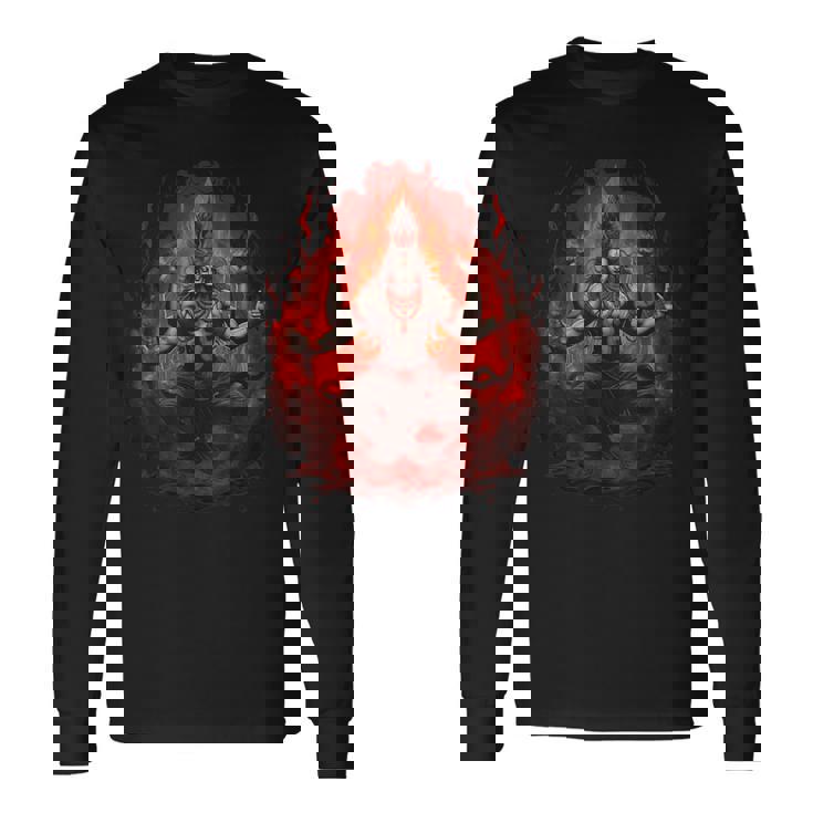 シヴァ神 破壊者 火の瞑想 ヒンドゥー教の神 ヒンドゥー教 長袖Tシャツ