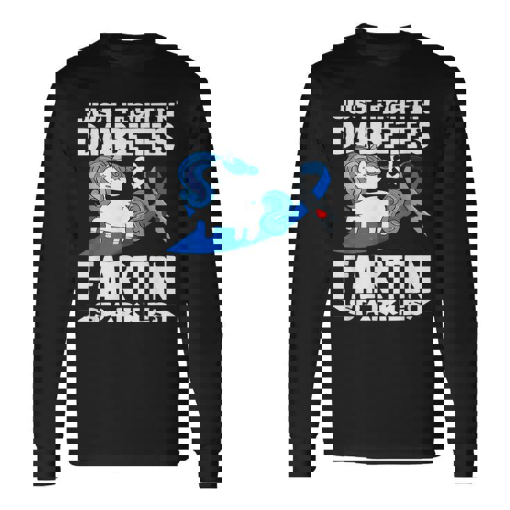 ジャスト・ファイティン・ダイアベティス＆ファーティン・スパークルズ 1型糖尿病 長袖Tシャツ