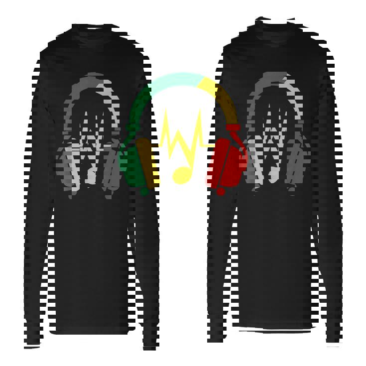 ジャマイカの国旗の色のデザインでレゲエの雰囲気を表現 長袖Tシャツ