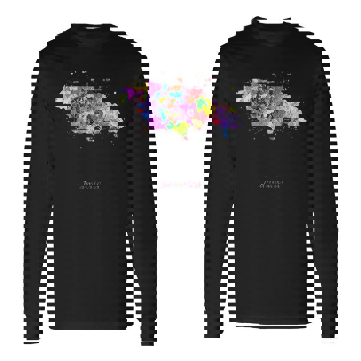 ジャマイカの地図 長袖Tシャツ