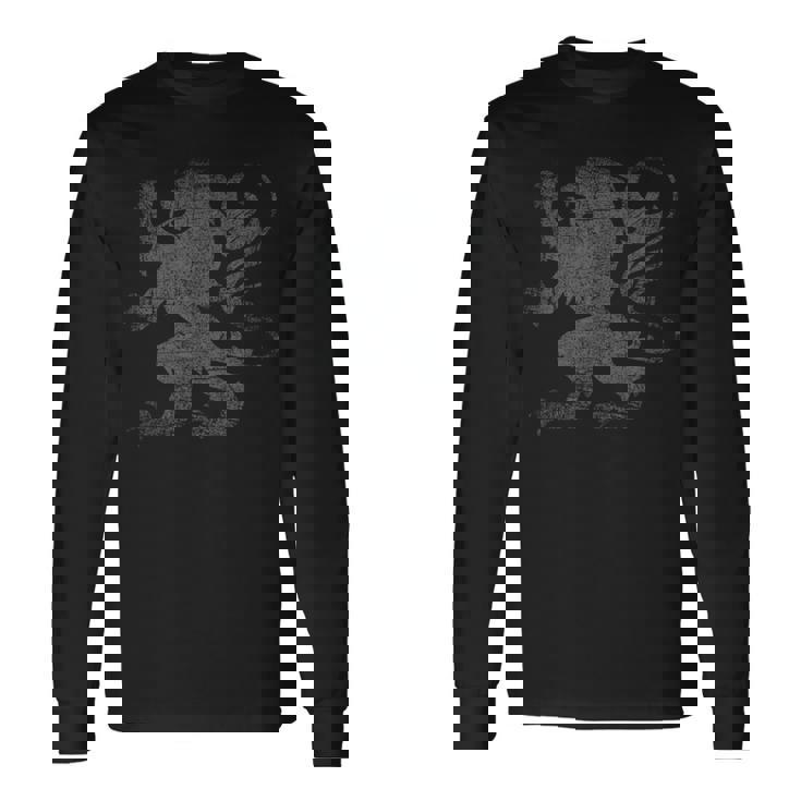 スコットランド国旗 ライオン 横行紋章 アンティーク調フラッグ スコットランド 長袖Tシャツ