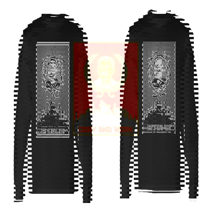 スターリンsovi8ヴィンテージプロパガンダに従い、働きます。 長袖Tシャツ