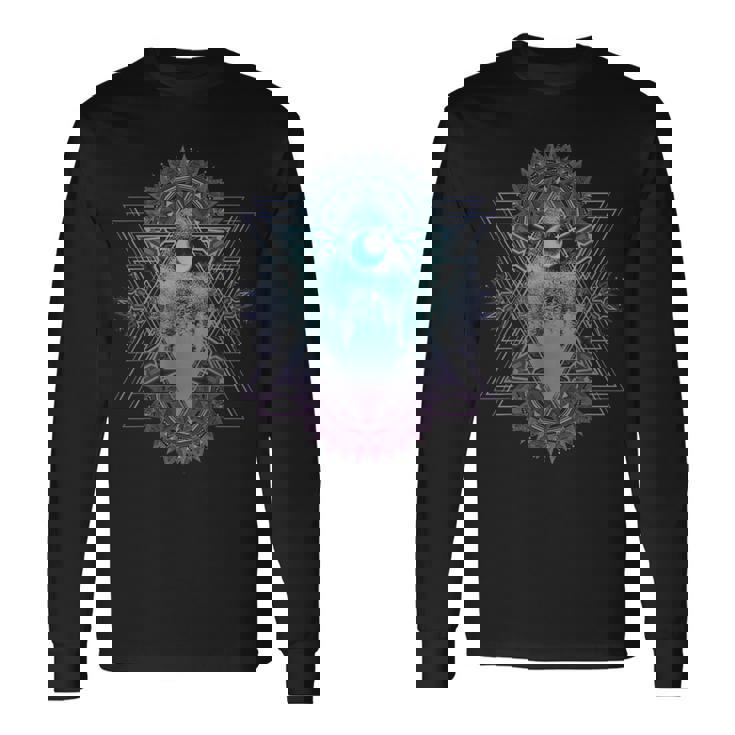 スピリチュアルと密教のマジカルサイケデリックマンダラ 長袖Tシャツ