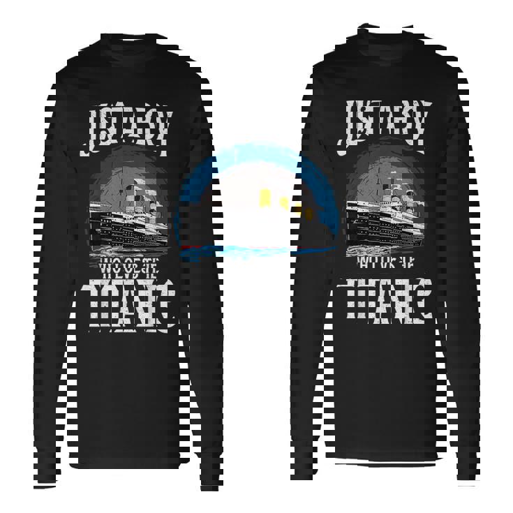 タイタニック号を愛する少年 ヴィンテージ船 タイタニック愛好家 長袖Tシャツ