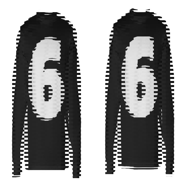 タイポグラフィ 太字表示 6番 数字 6 長袖Tシャツ