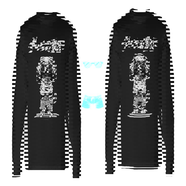 ダックス憤怒 ダックスフンド グッズ 犬 おもしろ 面白い ダジャレ 親父ギャグ 長袖tシャツ 長袖Tシャツ