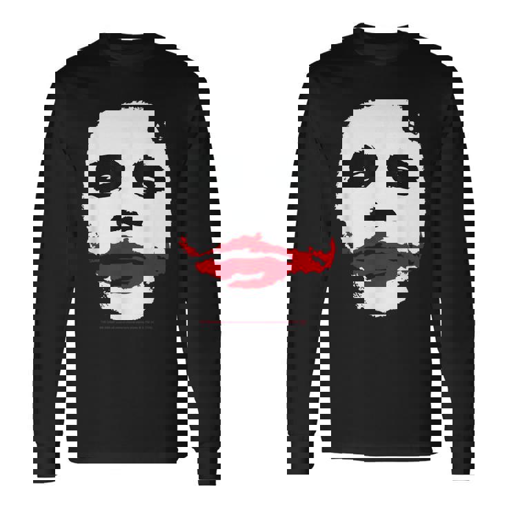 ダークナイトジョーカーの顔 ミニマリスト 象徴的なイメージ 長袖Tシャツ