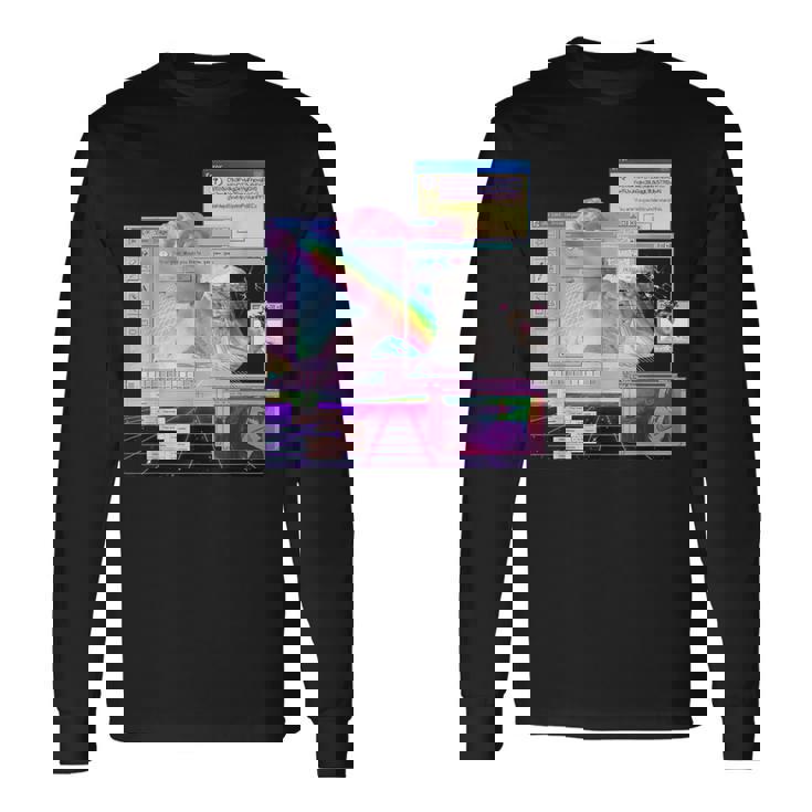 トリッピーサイバー美的ヴェイパーウェイヴインターネットクラシックアート 長袖Tシャツ