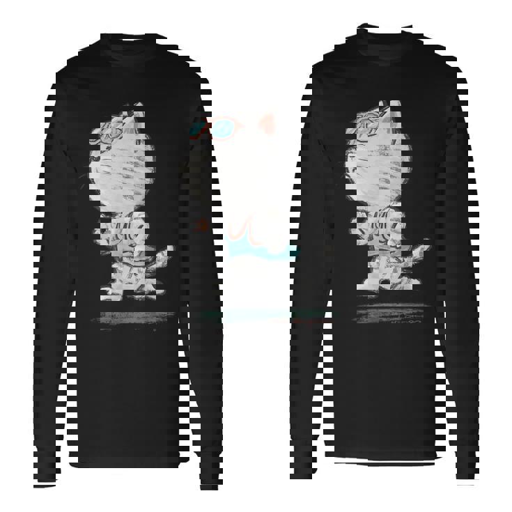 ネコ ねこ ランニング 子猫 ペット おもしろ 動物 ランナー イラスト 長袖Tシャツ