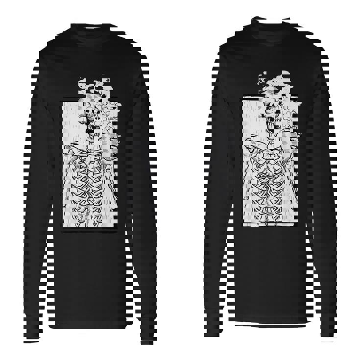 ハロウィーン コーヒー ドリンク スケルトン コーヒースカル 長袖Tシャツ