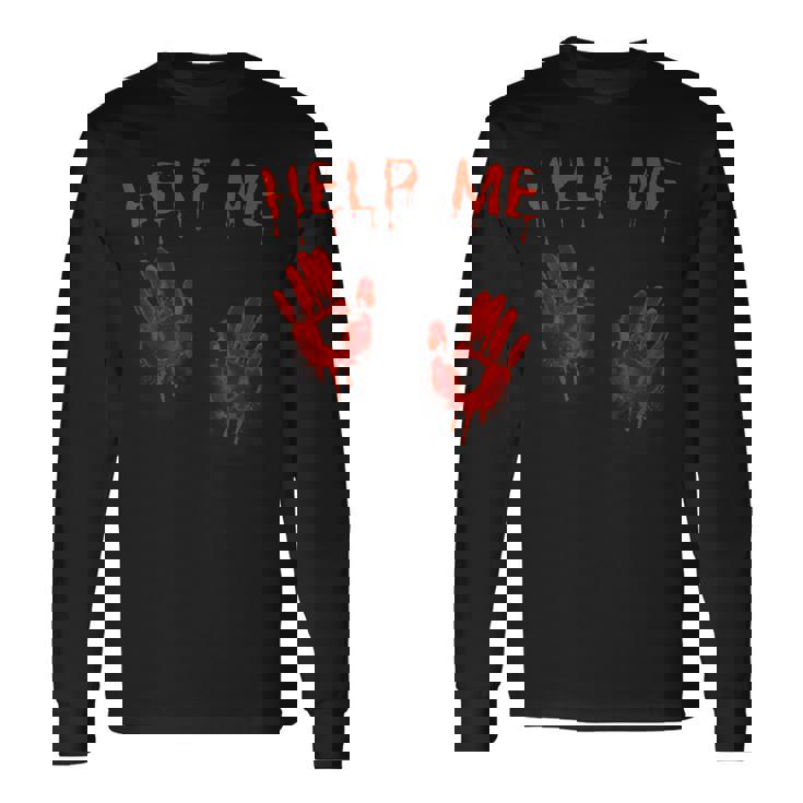 ハロウィーン-血まみれの手血のスプラッターコスチュームゾンビ 長袖Tシャツ