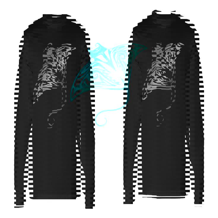 ハワイ トライバル マンタレイ ハワイアン シャツ サメの恋人 長袖Tシャツ