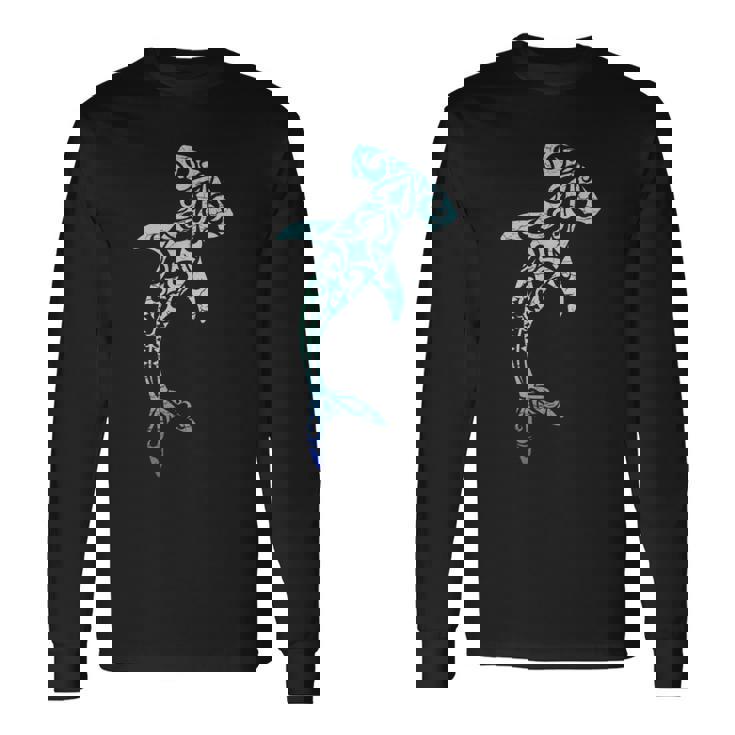 ハワイ ポリネシア トライバル シュモクザメ アロハステート 長袖Tシャツ