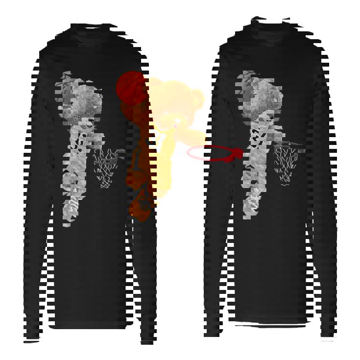 バスケットボール かわいい テディベア 長袖Tシャツ