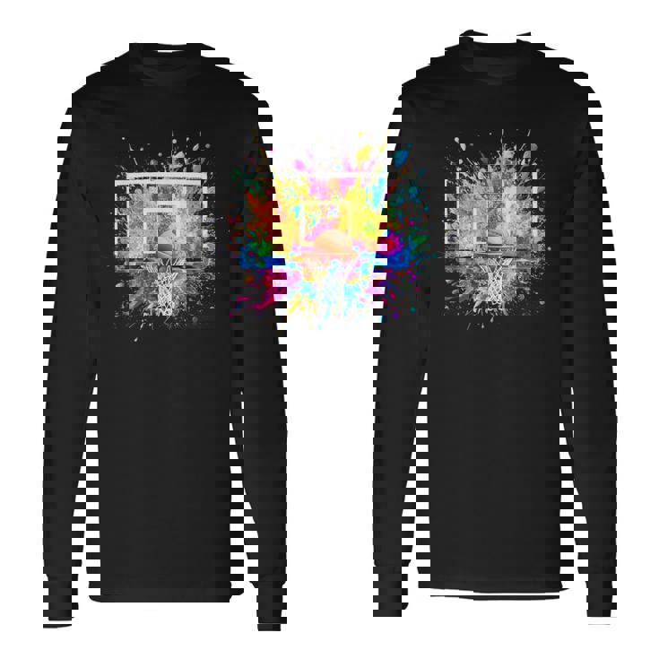 バスケットボール バスケ 面白tシャツ カラフル ゴール おもしろ 服 バスケ部 グッズ ネタ メンズ 長袖Tシャツ