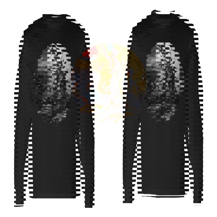 バスティーユを襲うフランス革命 パリ フランス 長袖Tシャツ