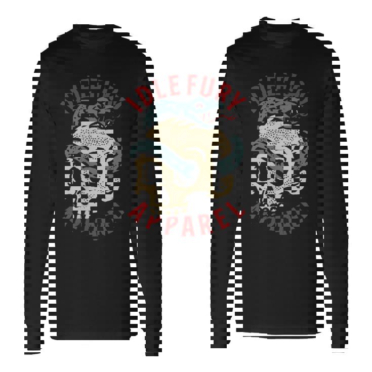 バック プリントを見る Idle Furykull &Nake ビンテージ クラシック スカル ヘビ タトゥー 長袖Tシャツ
