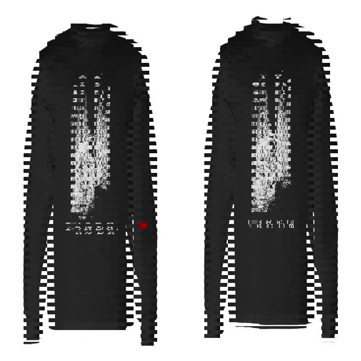 バルセロナ サグラダファミリア ヴィンテージ スパニッシュ I Love Barcelona 長袖Tシャツ