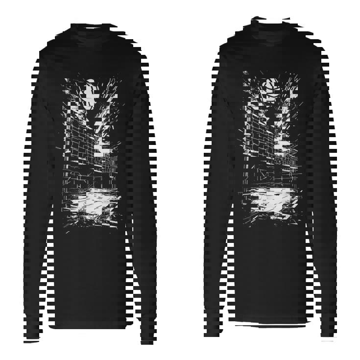 バレーボールのボールを描くバレーボーラー 長袖Tシャツ