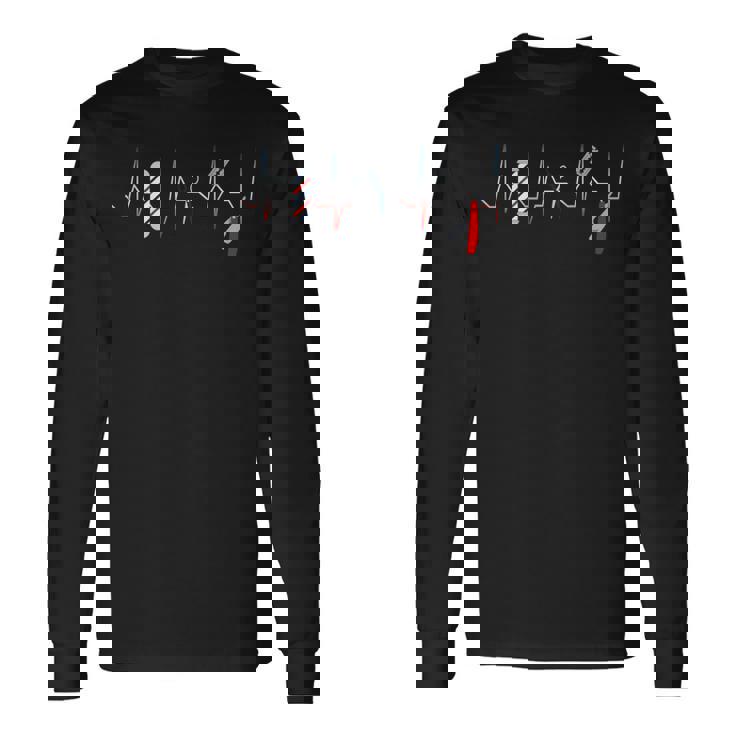 バーバー ポール ファニー シャツ ヘアカット コーム 刃 ひげ ハートビート 長袖Tシャツ