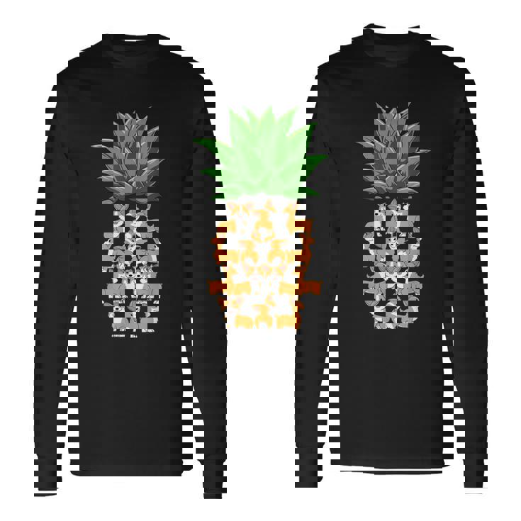 パイナップル コーギー パイナップル シェイプ コーギー愛好家 コーギースオーナーズ 長袖Tシャツ