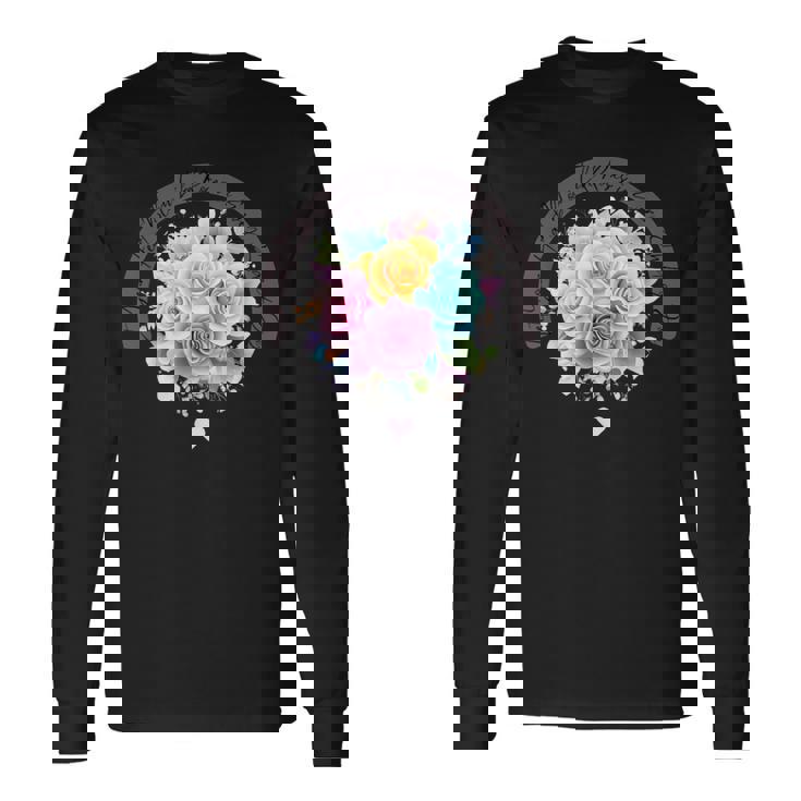 パステルレインボーローズがあらゆる色合いにハートを咲かせます 長袖Tシャツ