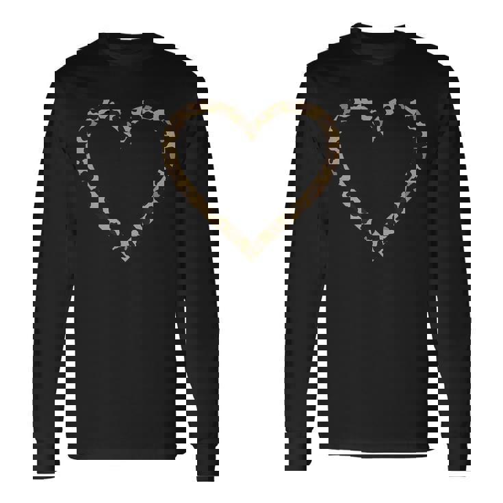 ヒョウ柄のハート 長袖Tシャツ