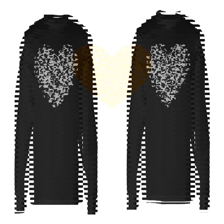 ヒョウ柄ハートソフトベージュ 長袖Tシャツ