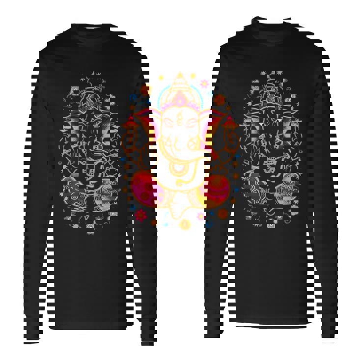 ヒンドゥー教 ガネーシャ プージャ 象 神 インド 瞑想 ヨガ ムルティ 長袖Tシャツ