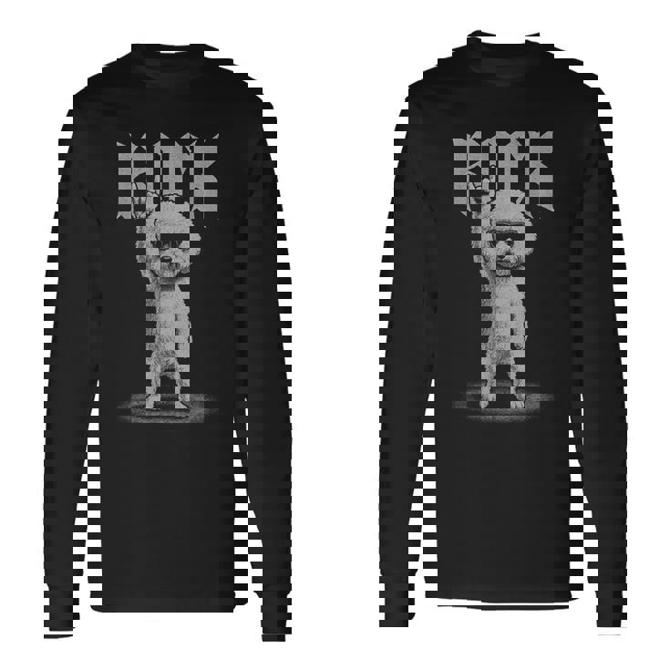 ビションフリーゼ ロックミュージック レトロ ヴィンテージ 犬好き 長袖Tシャツ