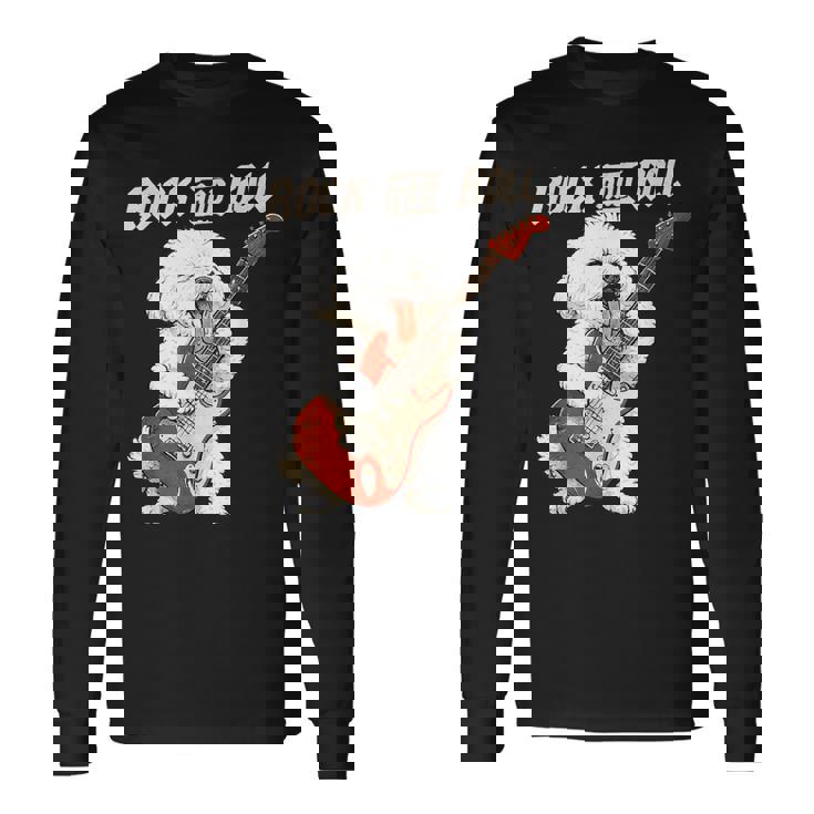 ビション・フリーゼ ギターを弾く ロックンロール 犬好き 長袖Tシャツ