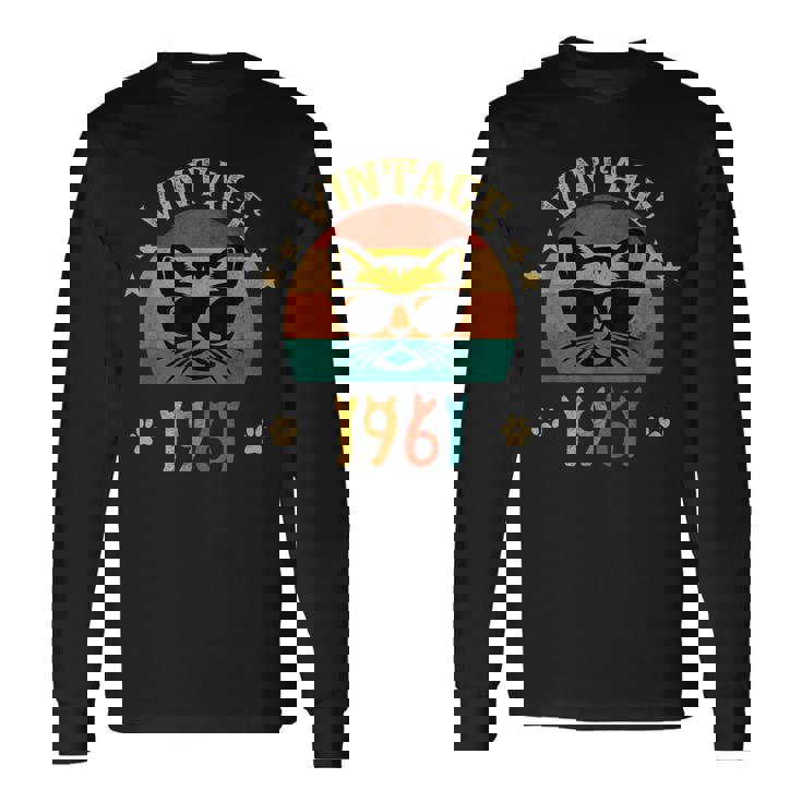 ビンテージファニーキャットシャツ 誕生日プレゼント 1961 メンズ レディース 65歳 長袖Tシャツ