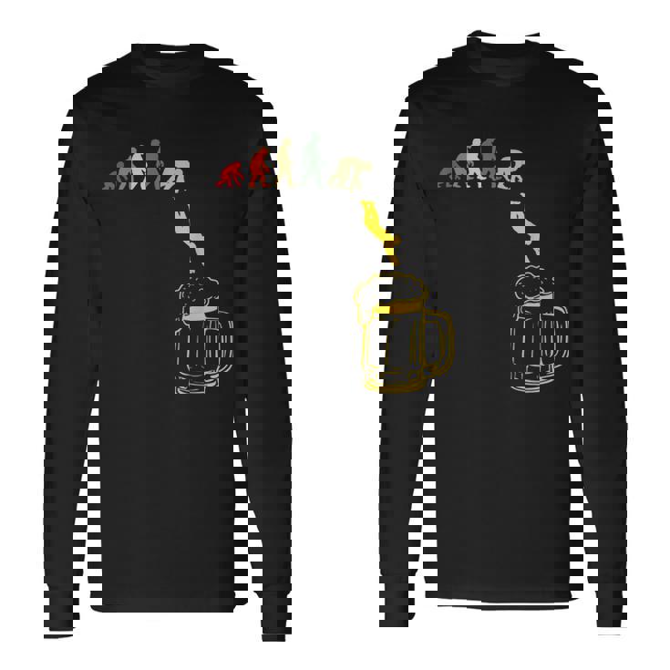 ビール 酒 面白いtシャツ 人類の進化 飲み おもしろ 飲み会 のんべえ メンズ ネタ 服 長袖Tシャツ