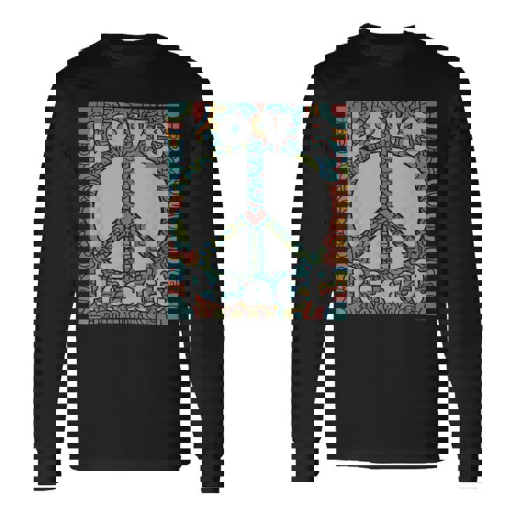 ピースサイン Love 60年代 70年代 タイダイ ヒッピー コスチュームシャツ 長袖Tシャツ