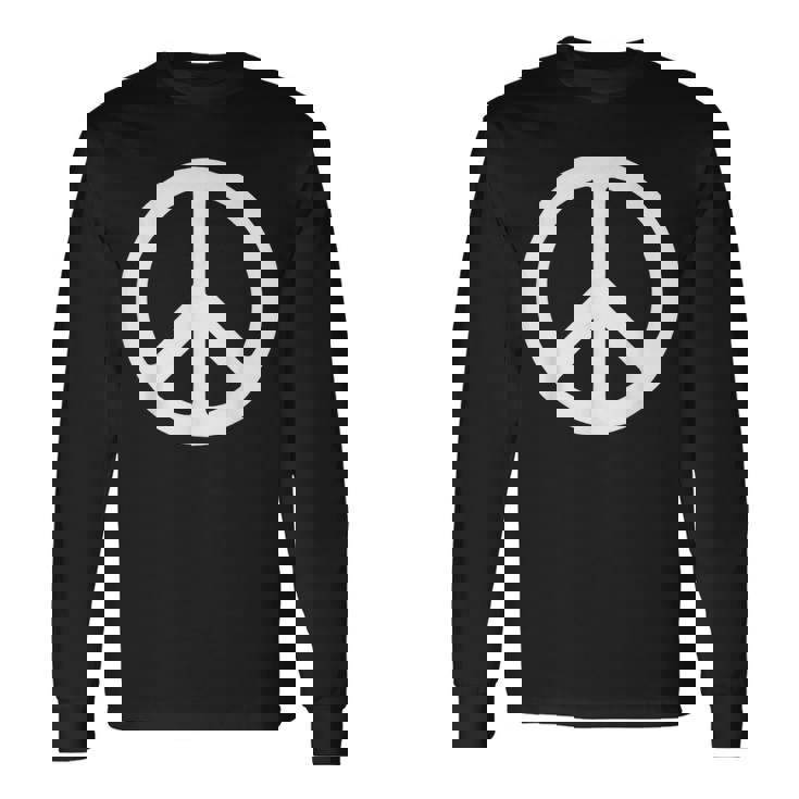 ホワイト ピースサイン 長袖Tシャツ