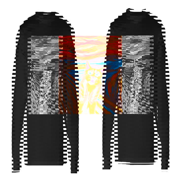 ファニー タビーキャット 絵画 ムンクの叫び パロディ 長袖Tシャツ