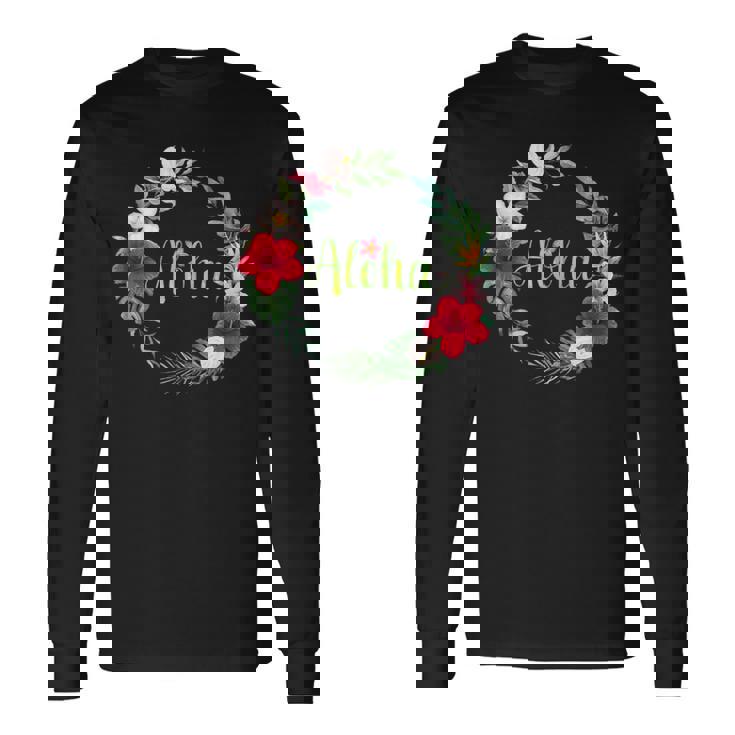 フラダンス フラ レッスン用 アロハ トロピカル ハワイ ハイビスカス かわいい 人気 プルメリア ハワイアン 黒 夏 長袖Tシャツ