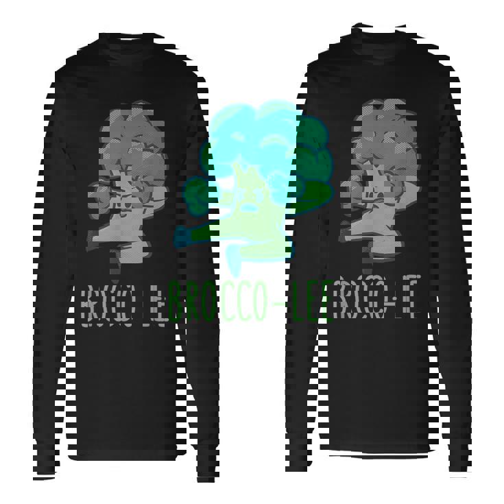 ブロッコリー 面白い空手カンフーブロッコリー野菜 長袖Tシャツ