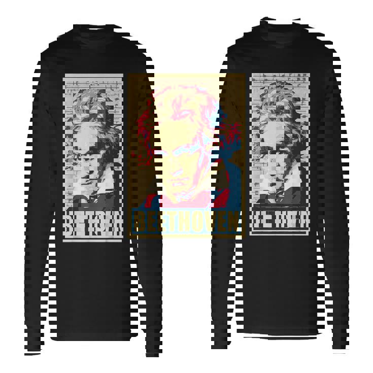 ベートーベン クラシカル音楽作曲家 レトロ 長袖Tシャツ