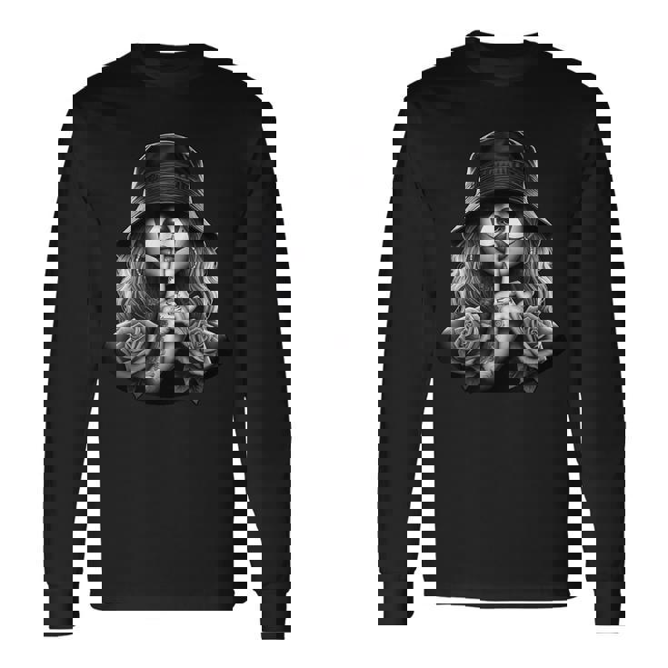 ペイサ・チカーナ アート タトゥー チカーノ チョラ チョロ ピエロ 長袖Tシャツ