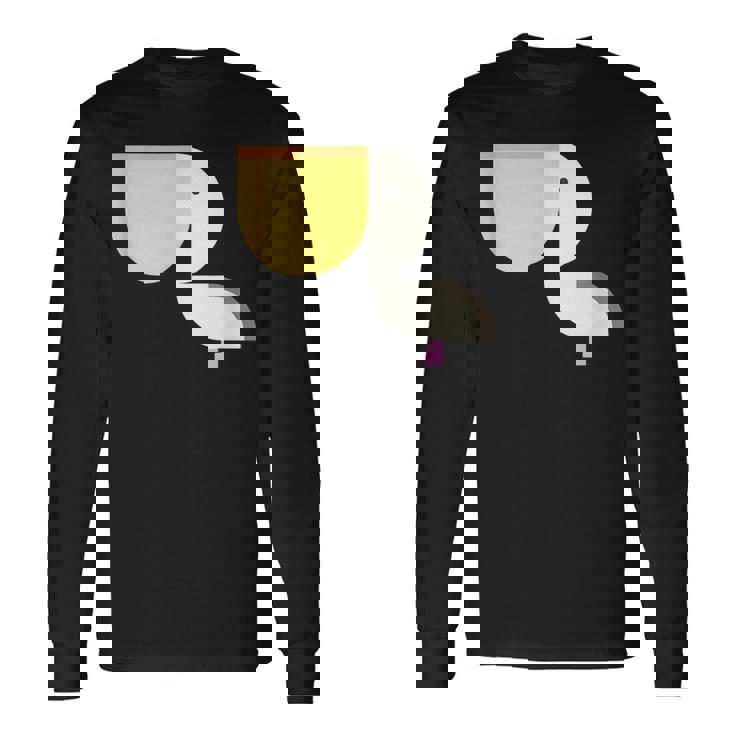 ペリカン アニマル イラスト ミニマル 図案 シンプル ユニセックス ギフト 長袖Tシャツ ギフトのアイデア