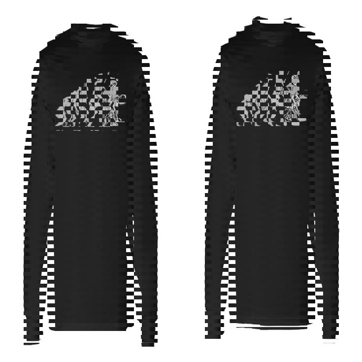 ホッケーゴーリーの進化 面白いアイスホッケー 長袖Tシャツ