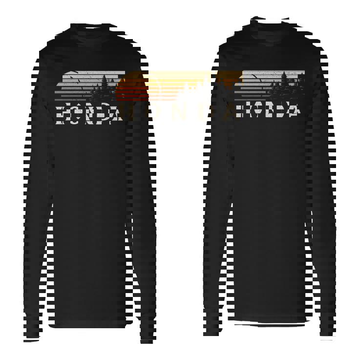 ホンダ、カリフォルニア州ヴィンテージエバーグリーンサンセット80年代レトロ。 長袖tシャツ 長袖Tシャツ